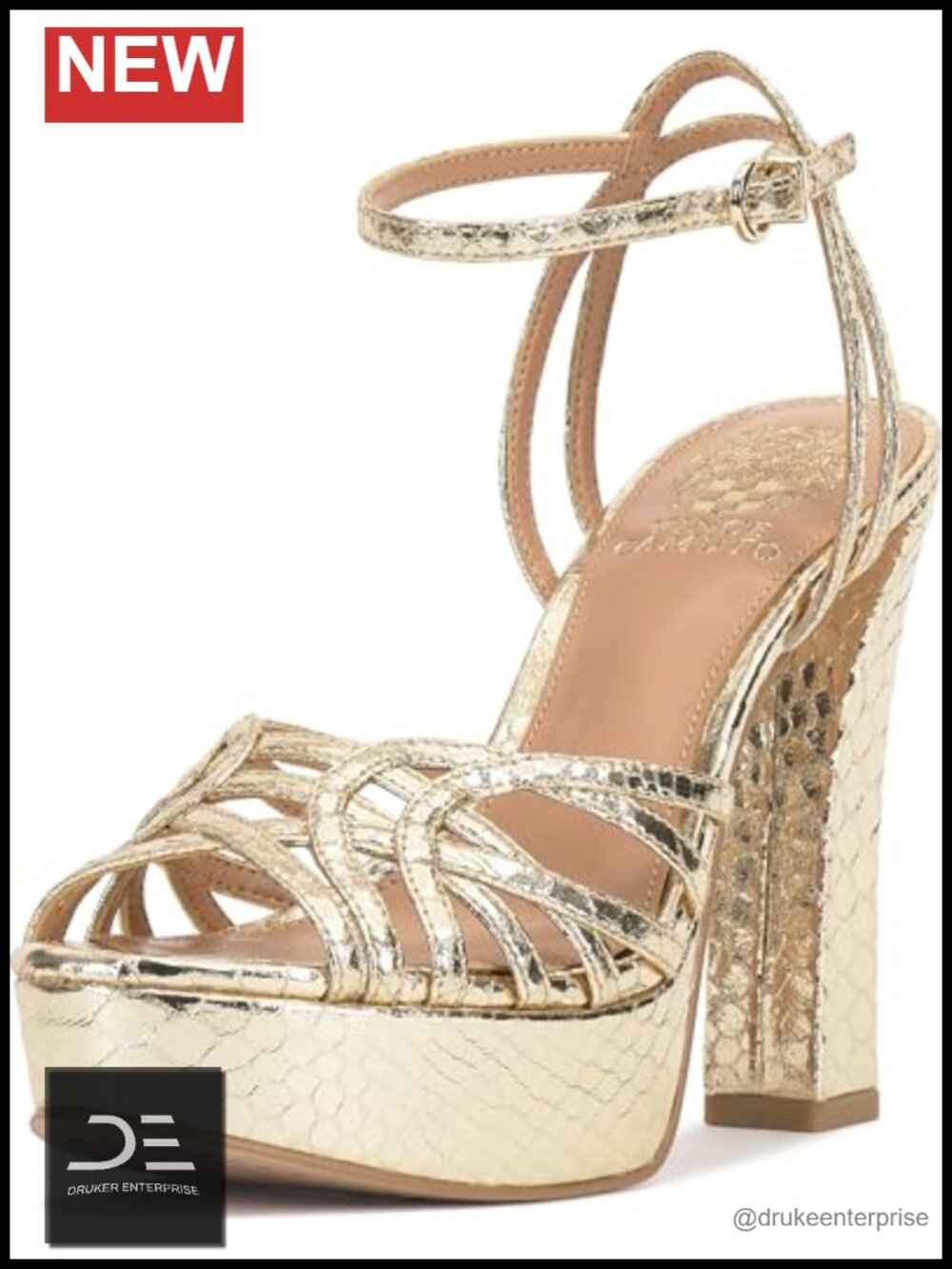 Faux Leather Platform Block Heel Sandals Open Toe Ankle Strap Buckle